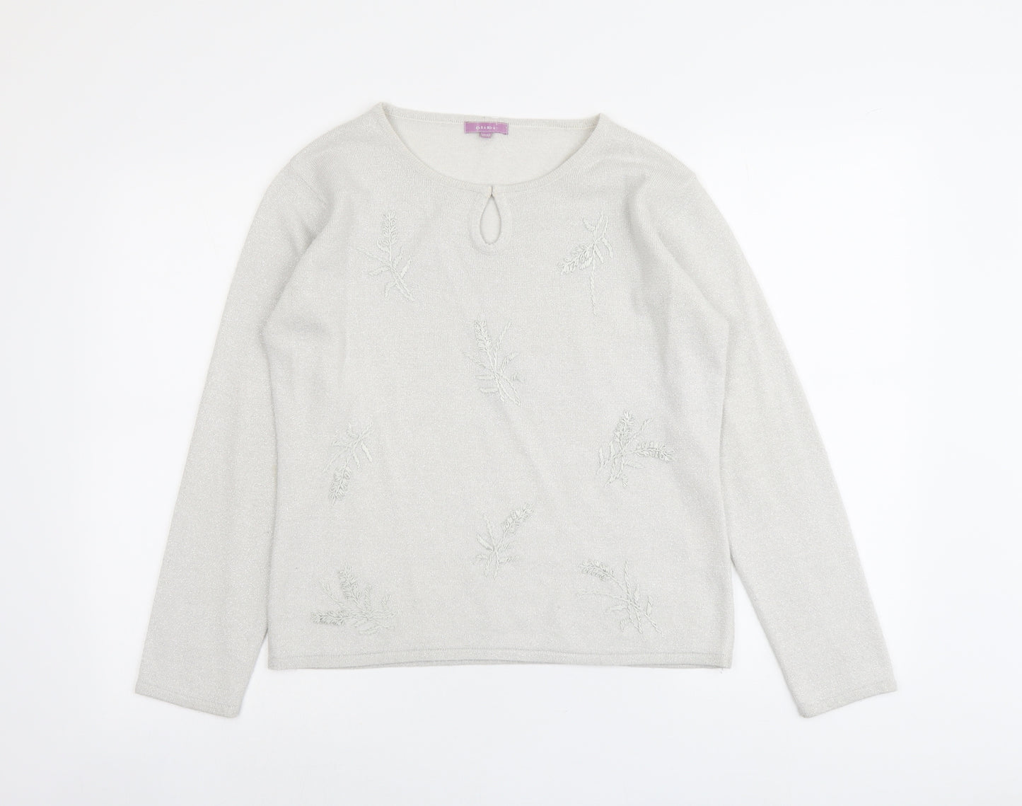 Alibi Womens Grey Round Neck Acrylic Pullover Jumper Size 10