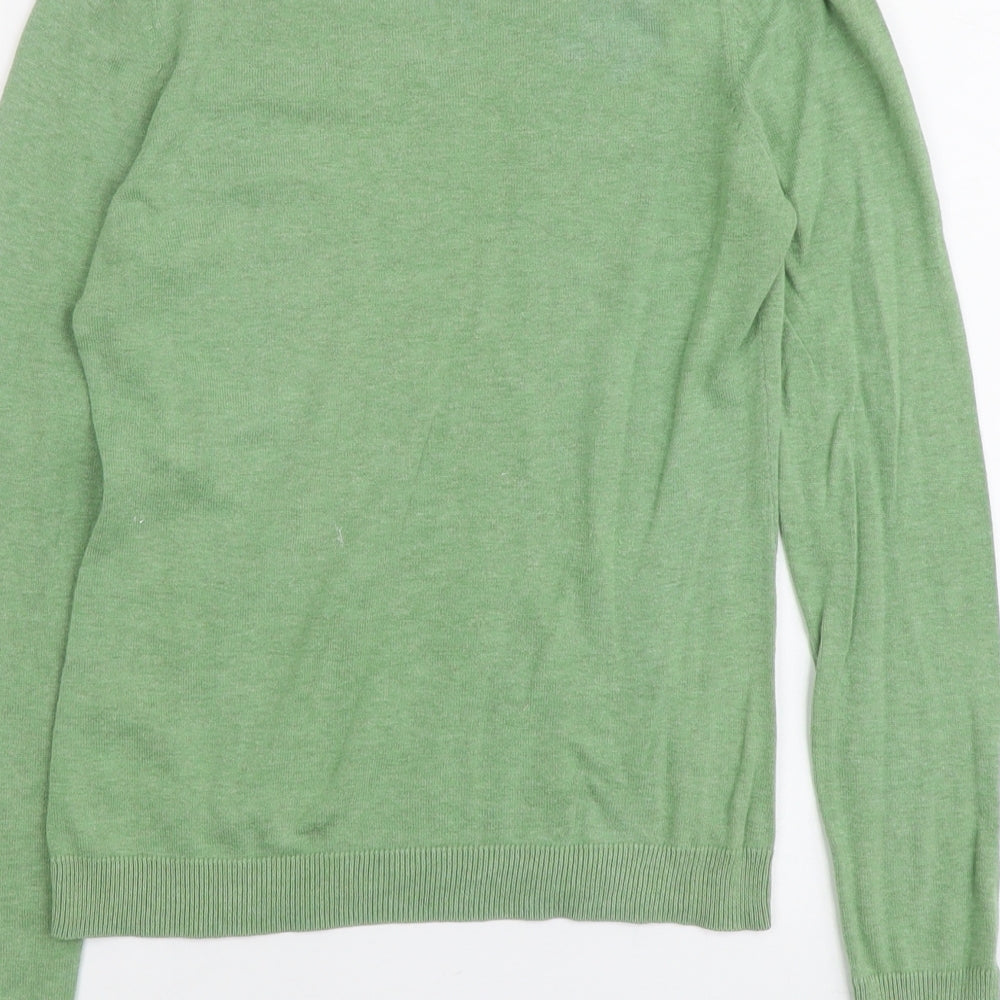 Esprit Womens Green V-Neck Cotton Pullover Jumper Size S
