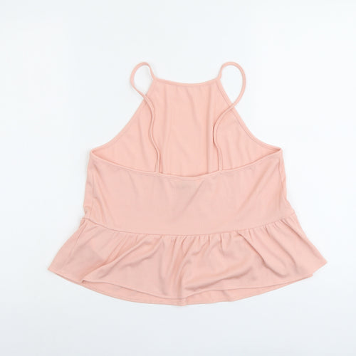 Miss Selfridge Womens Pink Polyester Basic Tank Size 12 Square Neck