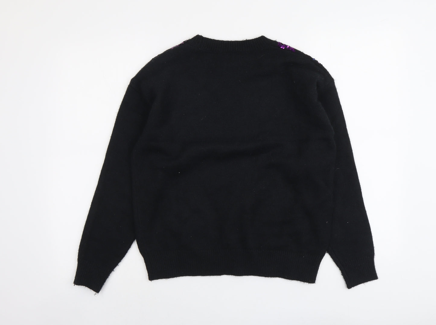 Marks and Spencer Womens Black Round Neck Acrylic Pullover Jumper Size S