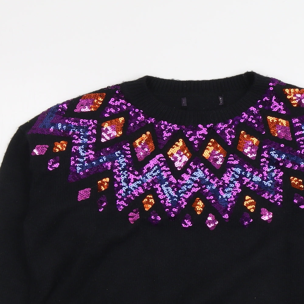 Marks and Spencer Womens Black Round Neck Acrylic Pullover Jumper Size S