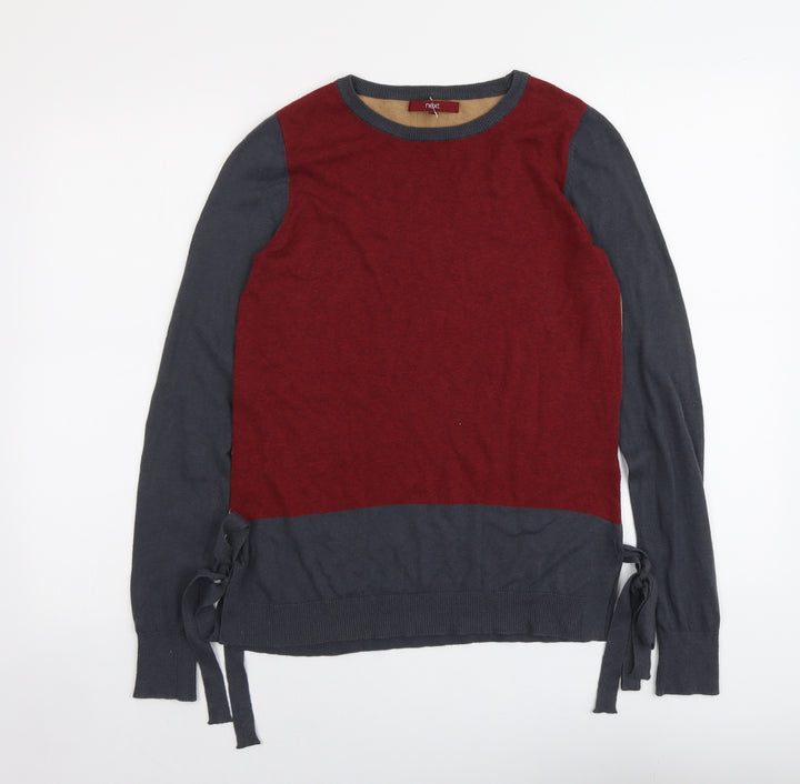 NEXT Womens Multicoloured Round Neck Cotton Pullover Jumper Size 8