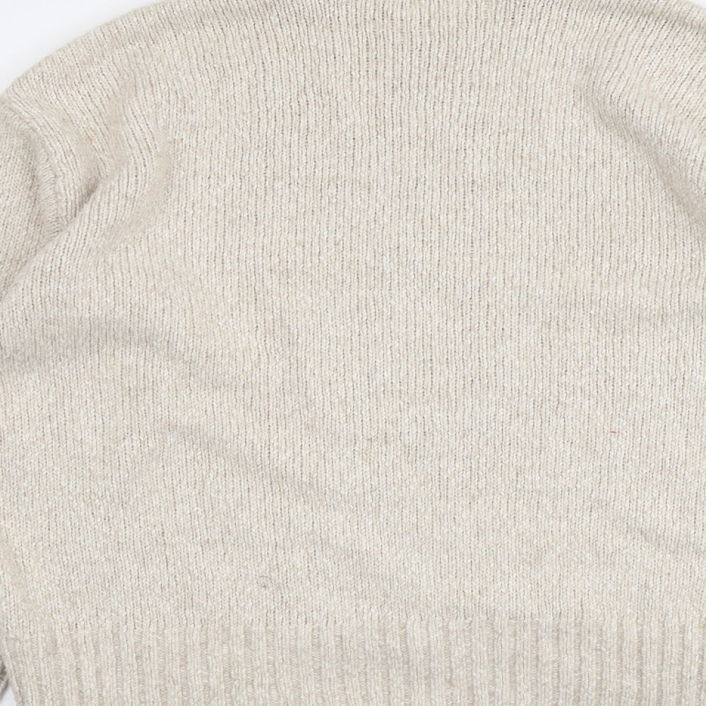 H&M Womens Beige High Neck Cotton Pullover Jumper Size XS