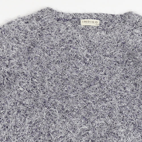 Indigo Womens Blue Round Neck Acrylic Pullover Jumper Size 12