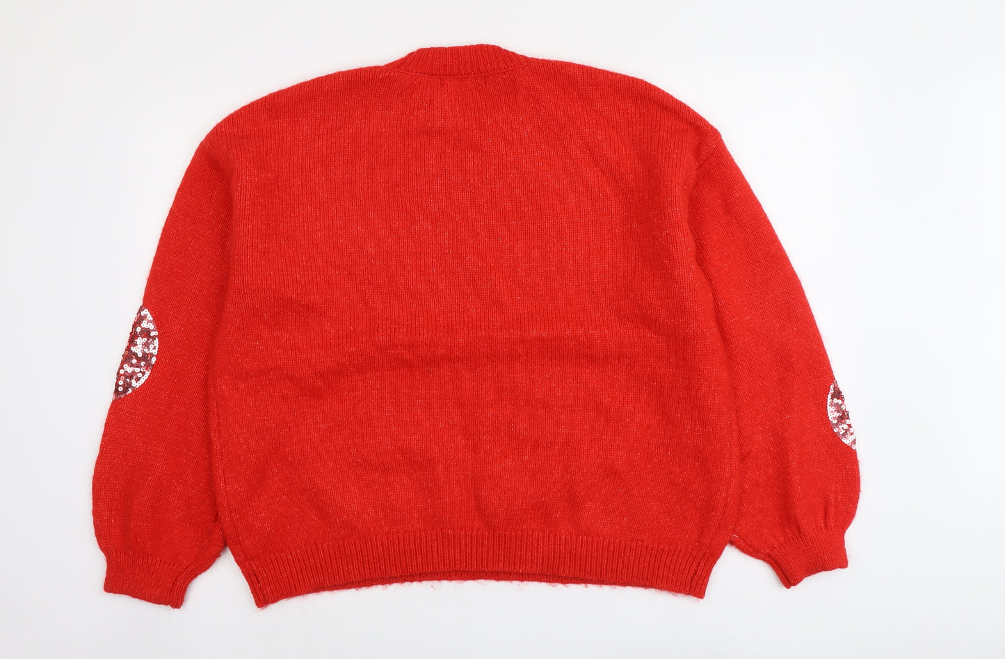 Marks and Spencer Womens Red Round Neck Acrylic Pullover Jumper Size L