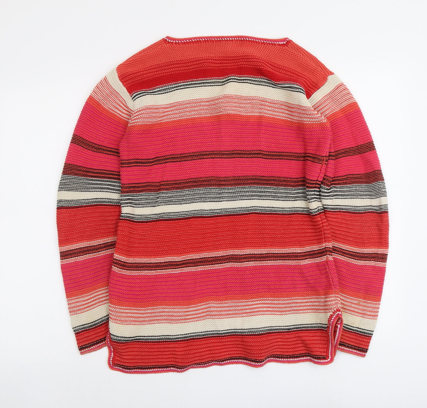 NEXT Womens Multicoloured V-Neck Striped Cotton Pullover Jumper Size S