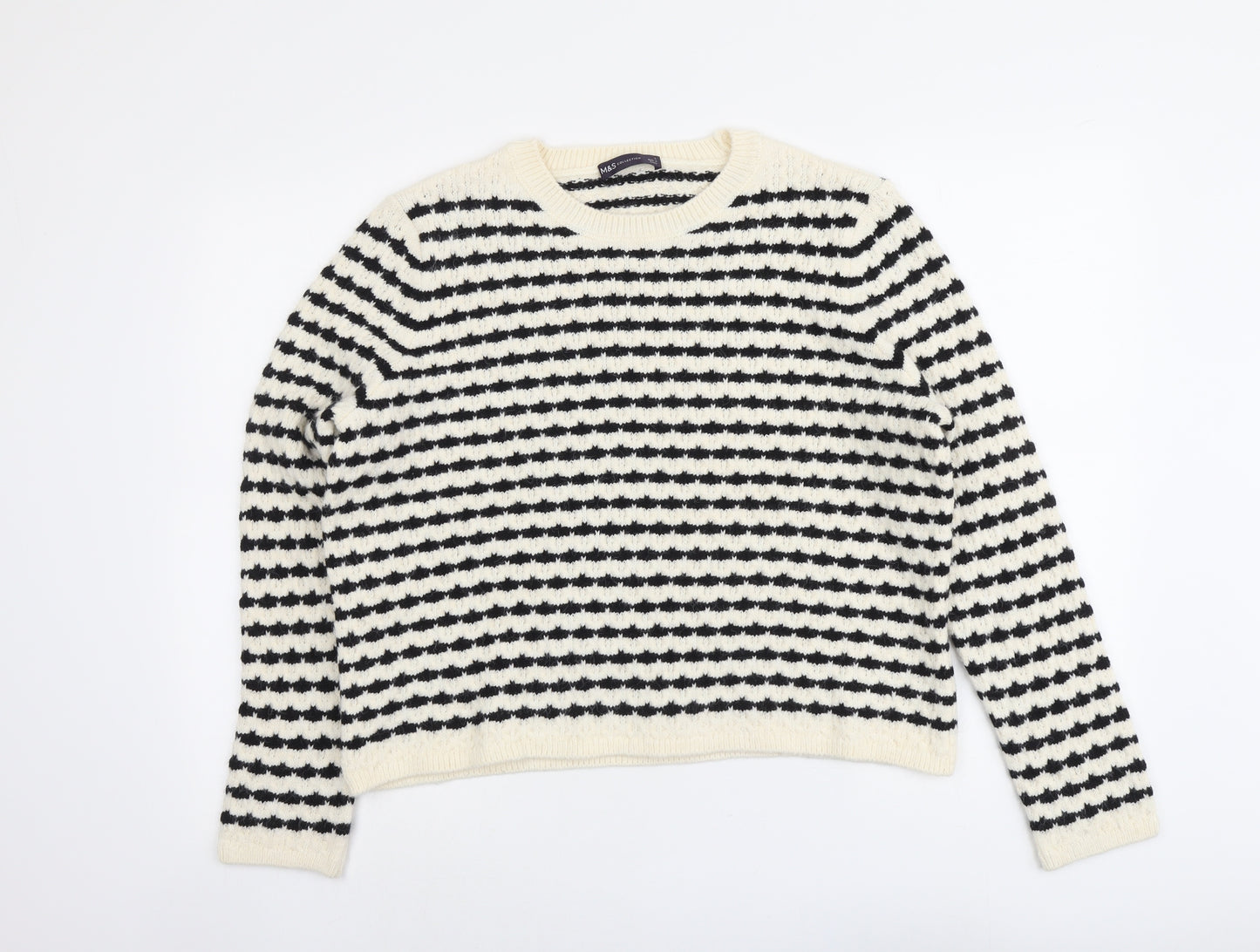 Marks and Spencer Womens Beige Round Neck Acrylic Pullover Jumper Size L