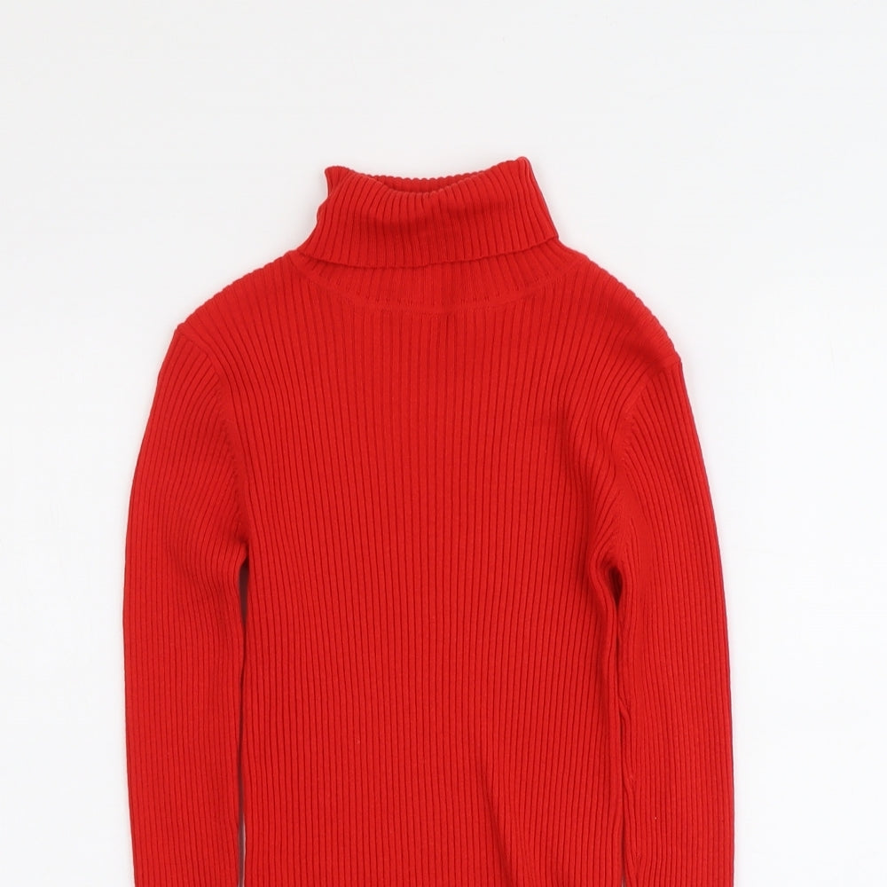 NEXT Girls Red Roll Neck Nylon Pullover Jumper Size 13 Years Pullover