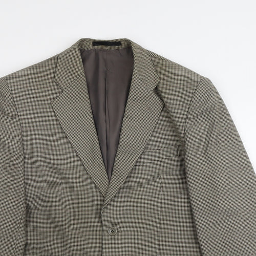 Zantos Mens Green Houndstooth Polyester Jacket Suit Jacket Size 38 Regular