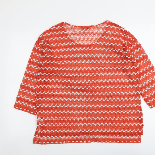 NEXT Womens Orange Round Neck Geometric Polyester Pullover Jumper Size 14