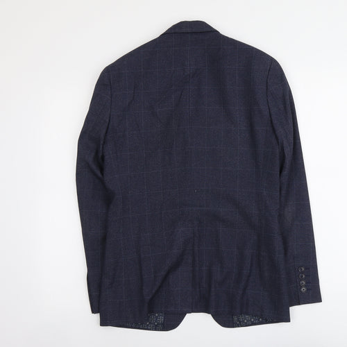 Red Herring Mens Blue Check Polyester Jacket Suit Jacket Size 36 Regular