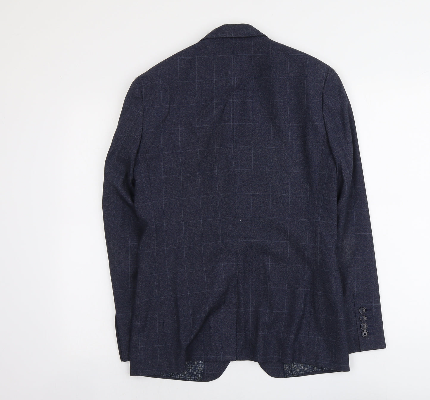 Red Herring Mens Blue Check Polyester Jacket Suit Jacket Size 36 Regular