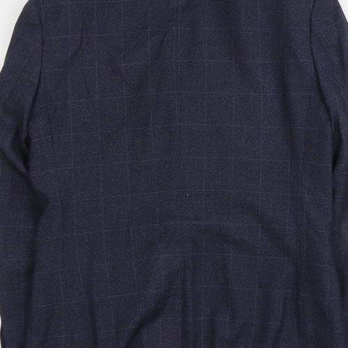 Red Herring Mens Blue Check Polyester Jacket Suit Jacket Size 36 Regular