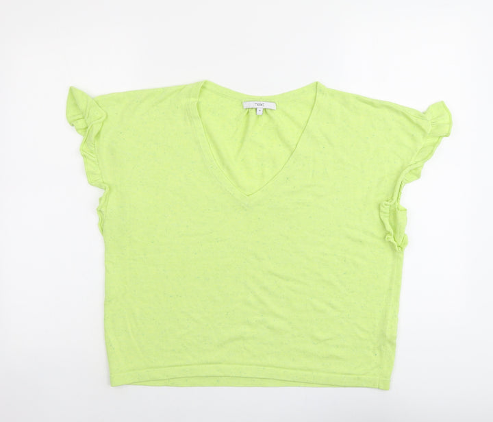 NEXT Womens Green V-Neck Acrylic Pullover Jumper Size M