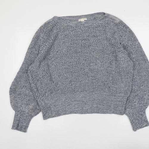 H&M Womens Blue Boat Neck Cotton Pullover Jumper Size XL