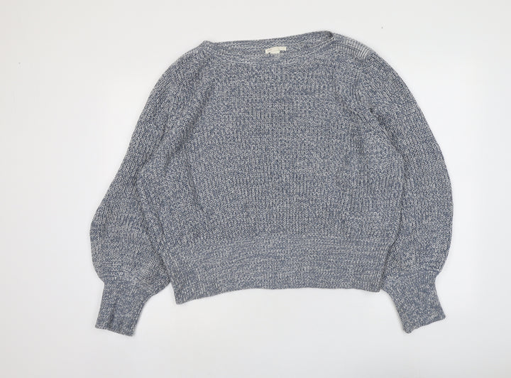 H&M Womens Blue Boat Neck Cotton Pullover Jumper Size XL