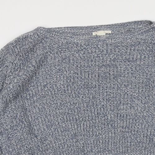 H&M Womens Blue Boat Neck Cotton Pullover Jumper Size XL