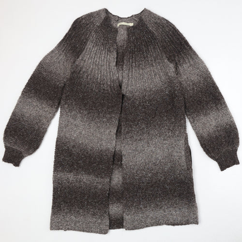 NEXT Womens Brown V-Neck Striped Acrylic Cardigan Jumper Size 12