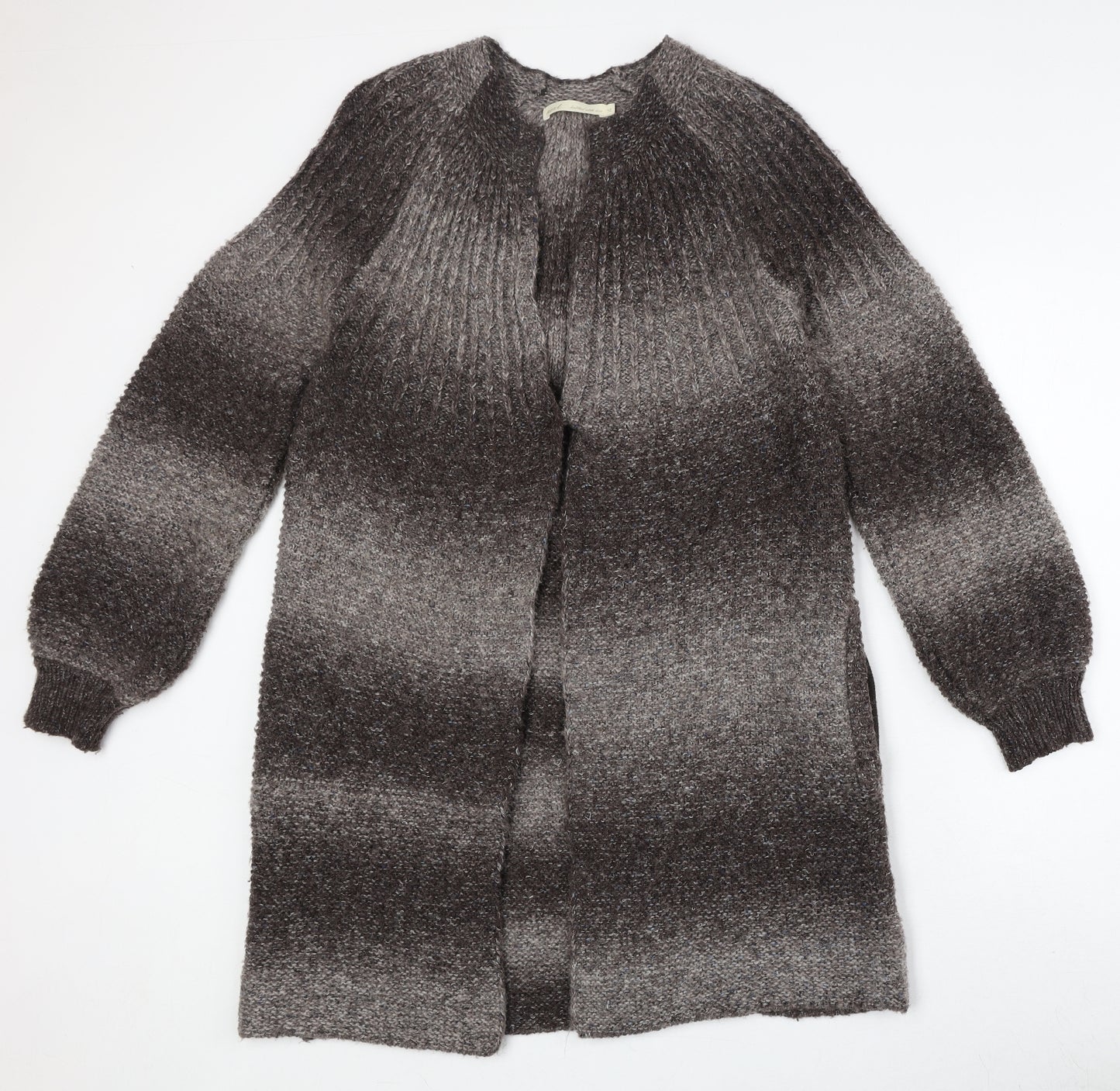 NEXT Womens Brown V-Neck Striped Acrylic Cardigan Jumper Size 12