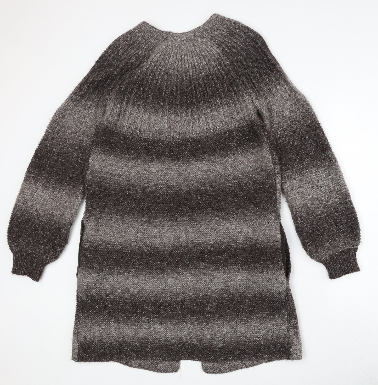 NEXT Womens Brown V-Neck Striped Acrylic Cardigan Jumper Size 12