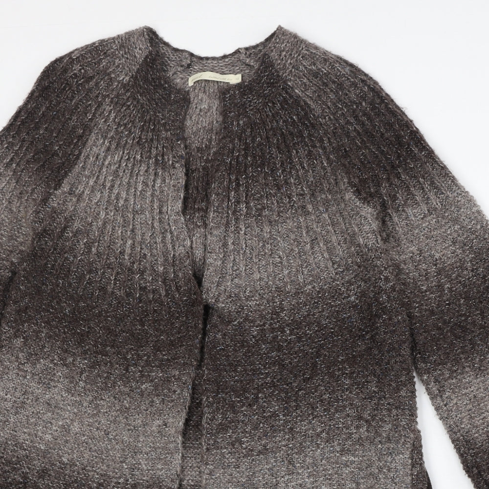 NEXT Womens Brown V-Neck Striped Acrylic Cardigan Jumper Size 12