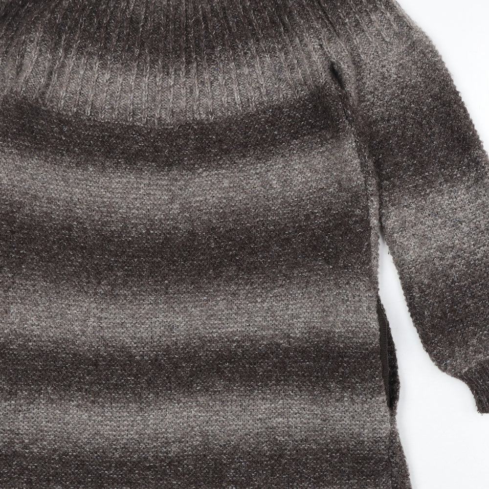 NEXT Womens Brown V-Neck Striped Acrylic Cardigan Jumper Size 12