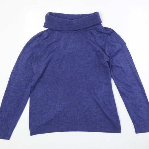 Dunnes Stores Womens Blue Roll Neck Acrylic Pullover Jumper Size L