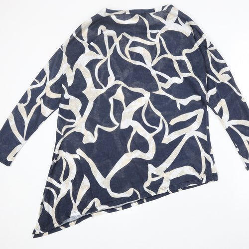 Wallis Womens Blue Geometric Polyester Basic Blouse Size S Round Neck