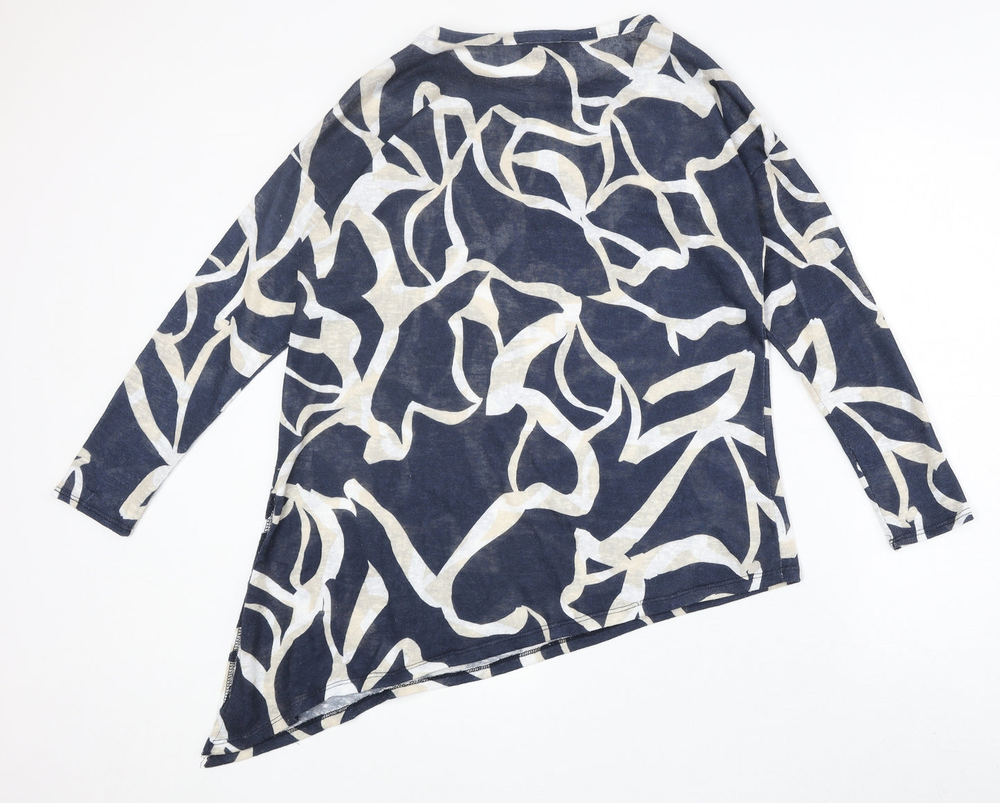Wallis Womens Blue Geometric Polyester Basic Blouse Size S Round Neck