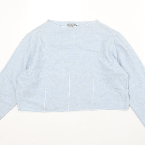 Marks and Spencer Womens Blue Boat Neck Wool Pullover Jumper Size 14