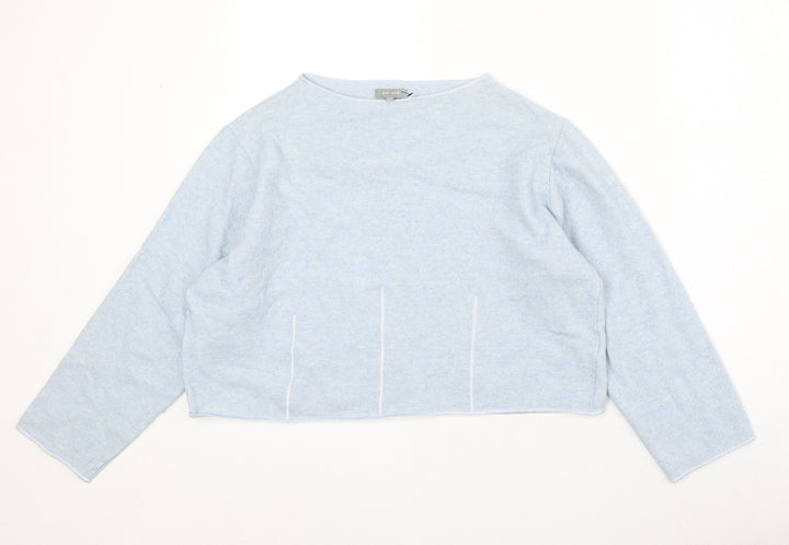 Marks and Spencer Womens Blue Boat Neck Wool Pullover Jumper Size 14