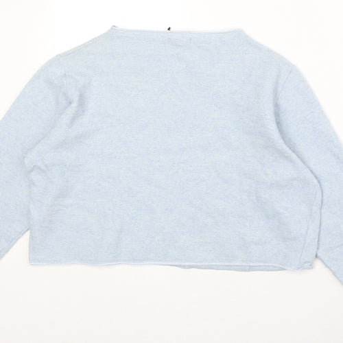 Marks and Spencer Womens Blue Boat Neck Wool Pullover Jumper Size 14