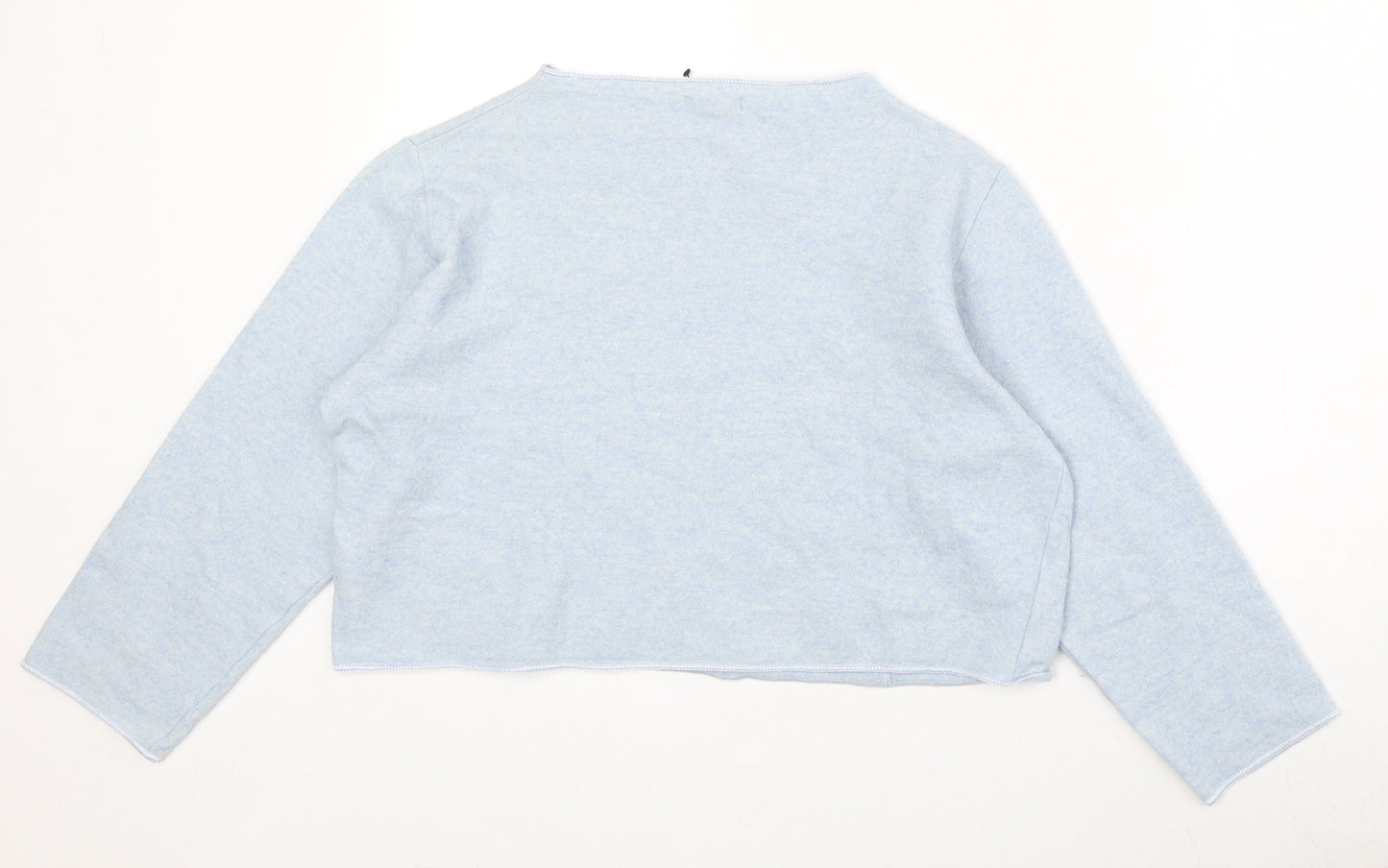 Marks and Spencer Womens Blue Boat Neck Wool Pullover Jumper Size 14