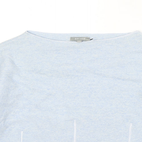 Marks and Spencer Womens Blue Boat Neck Wool Pullover Jumper Size 14