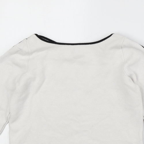 River Island Womens White Boat Neck Viscose Pullover Jumper Size 8 - Contrast Sleeve Detail