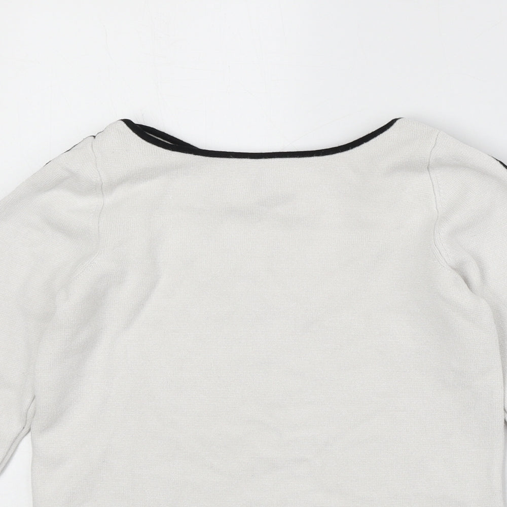 River Island Womens White Boat Neck Viscose Pullover Jumper Size 8 - Contrast Sleeve Detail
