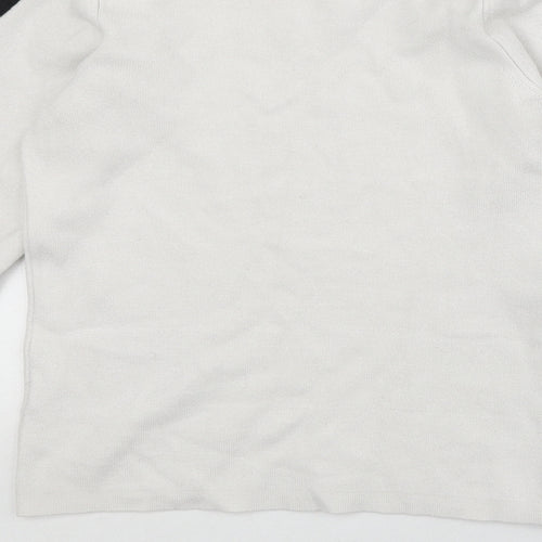 River Island Womens White Boat Neck Viscose Pullover Jumper Size 8 - Contrast Sleeve Detail