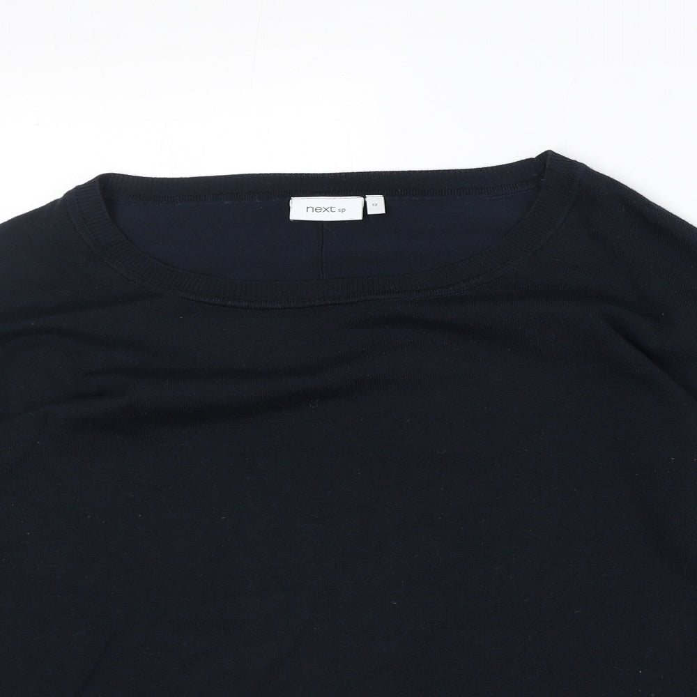 NEXT Womens Blue Boat Neck Viscose Pullover Jumper Size 12 - Lace Detail