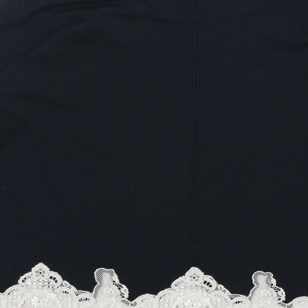 NEXT Womens Blue Boat Neck Viscose Pullover Jumper Size 12 - Lace Detail