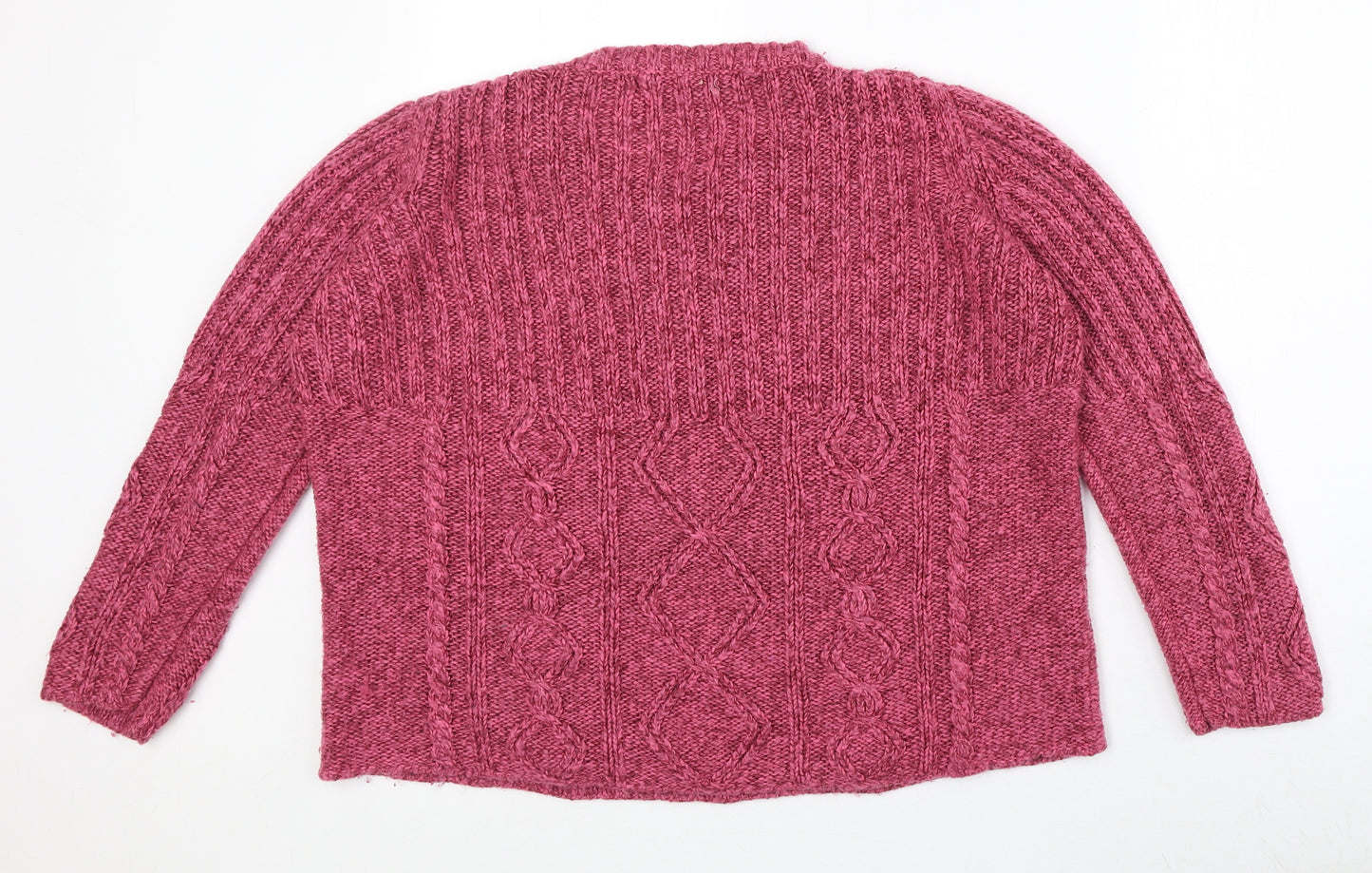 EWM Womens Pink Round Neck Acrylic Pullover Jumper Size XL