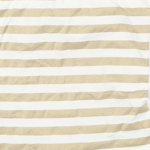 Zara Womens Gold Striped Nylon Basic Tank Size M Off the Shoulder