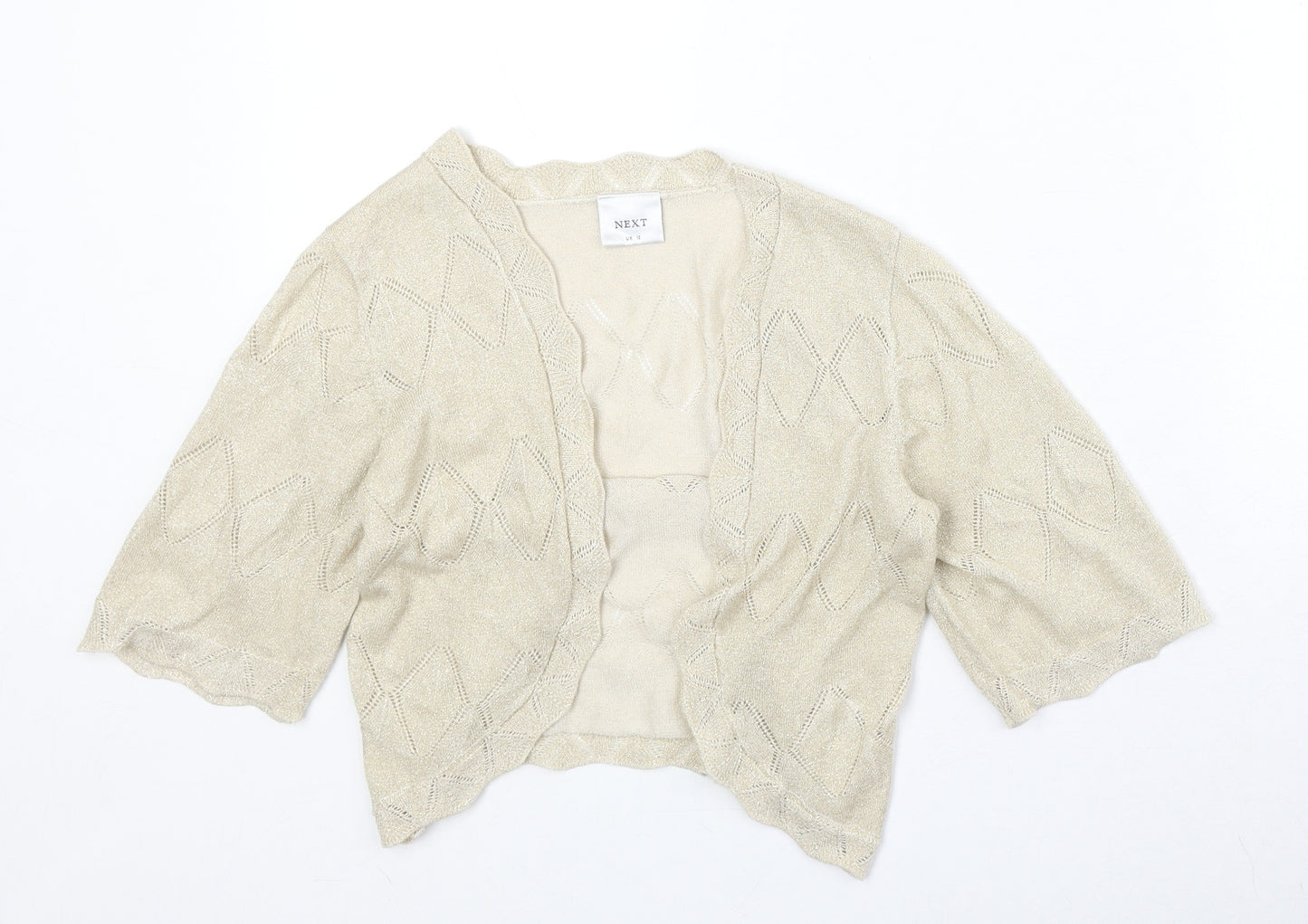 NEXT Womens Beige V-Neck Viscose Cardigan Jumper Size 12