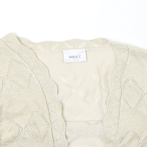 NEXT Womens Beige V-Neck Viscose Cardigan Jumper Size 12
