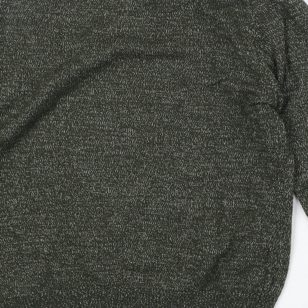Mango Mens Green Round Neck Geometric Acrylic Pullover Jumper Size M Long Sleeve