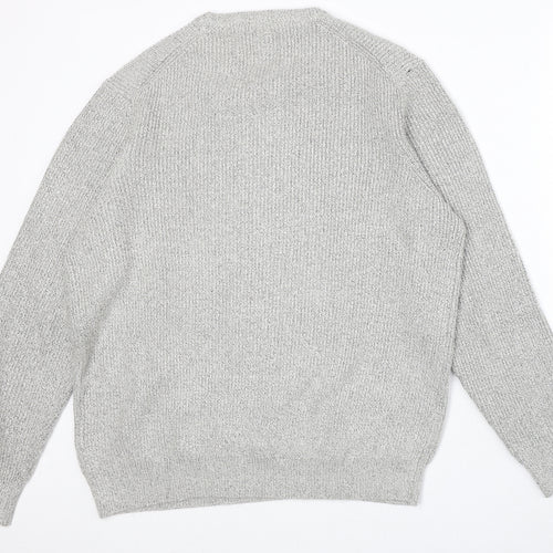 Marks and Spencer Mens Grey Round Neck Polyamide Pullover Jumper Size XL Long Sleeve