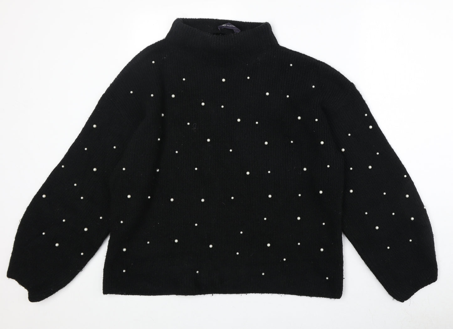 Marks and Spencer Womens Black High Neck Acrylic Pullover Jumper Size L