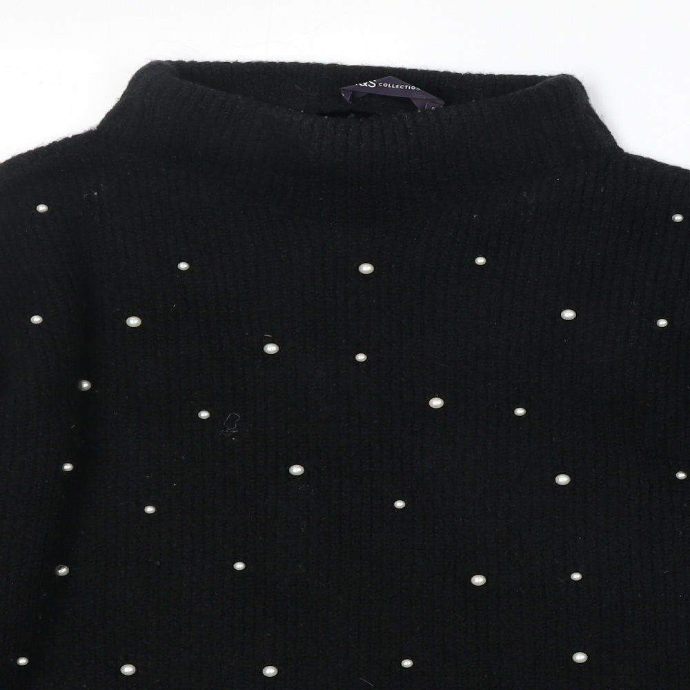 Marks and Spencer Womens Black High Neck Acrylic Pullover Jumper Size L