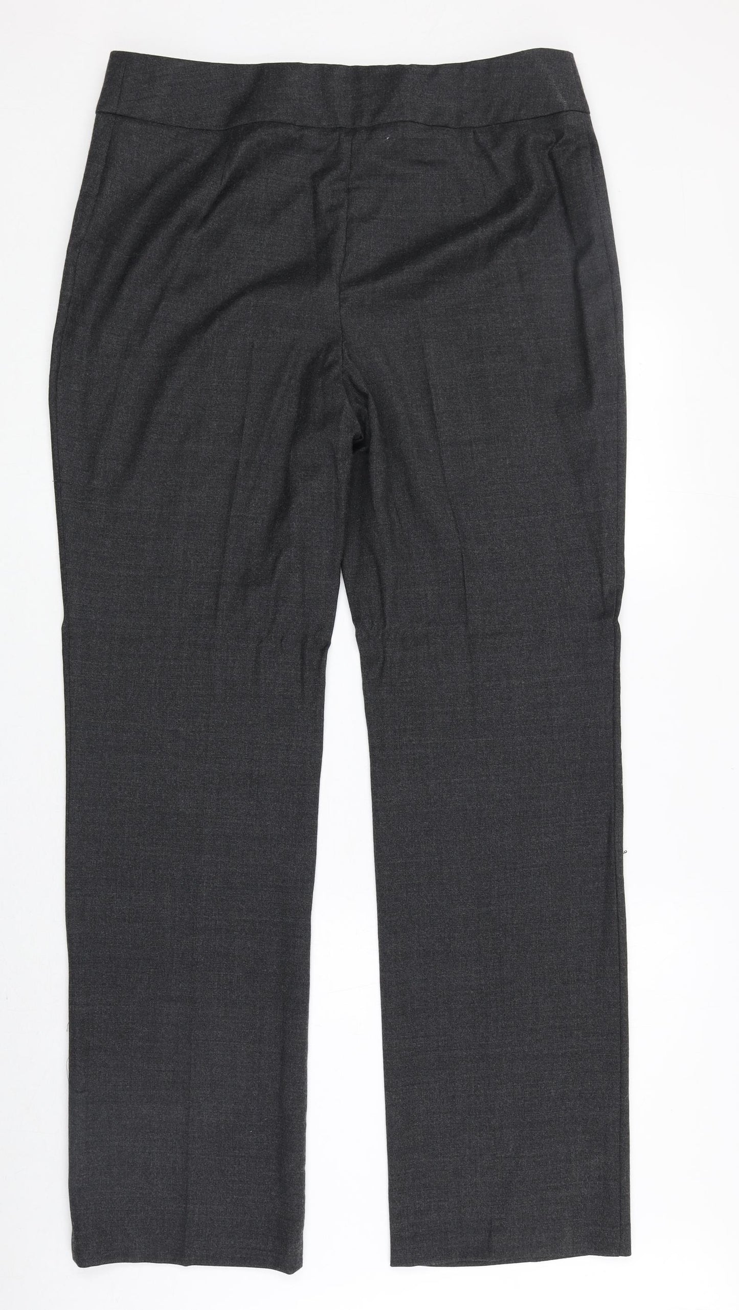 Marks and Spencer Womens Grey Wool Trousers Size 14 Regular Zip