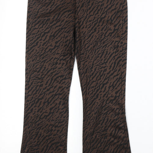 Zara Womens Brown Animal Print Polyester Jogger Trousers Size S Regular