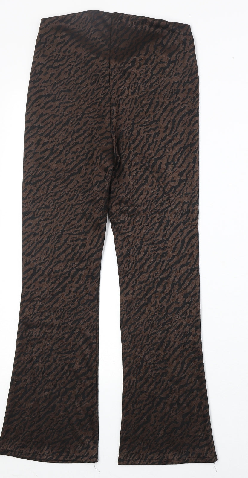 Zara Womens Brown Animal Print Polyester Jogger Trousers Size S Regular